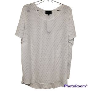 Premise White Polka Dot Blouse 1X